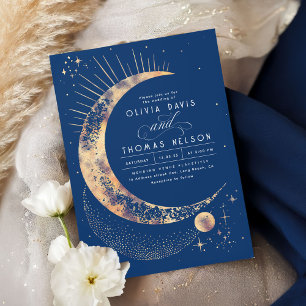 Celestial Mystical Moon Starry Night Boho Wedding Invitation