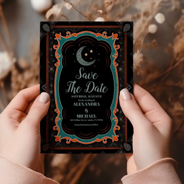 Celestial Mystical Moon Starry Night Wedding Save The Date (Creator Uploaded)