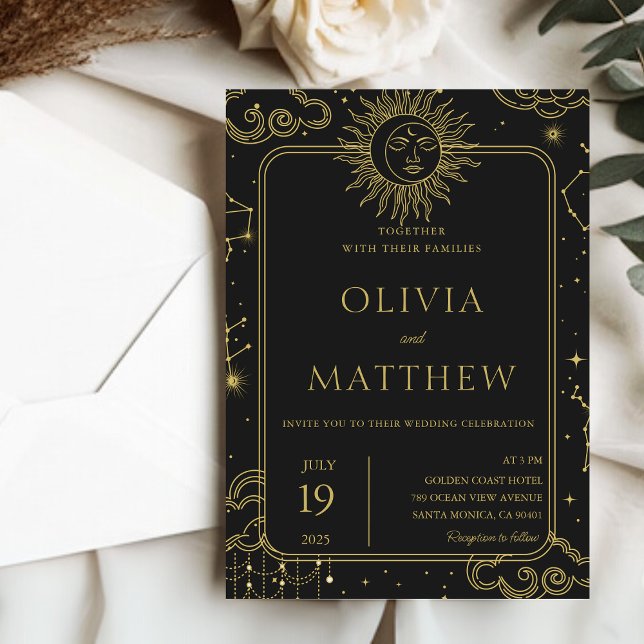 Celestial Mystical Moon Stars Galaxy Wedding Invitation (Celestial Mystical Moon Stars Galaxy Wedding Invitation)