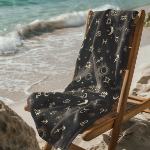 Celestial Mystical Seamless Pattern Beach Towel