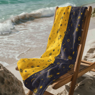 Celestial Mystical Seamless Pattern Beach Towel