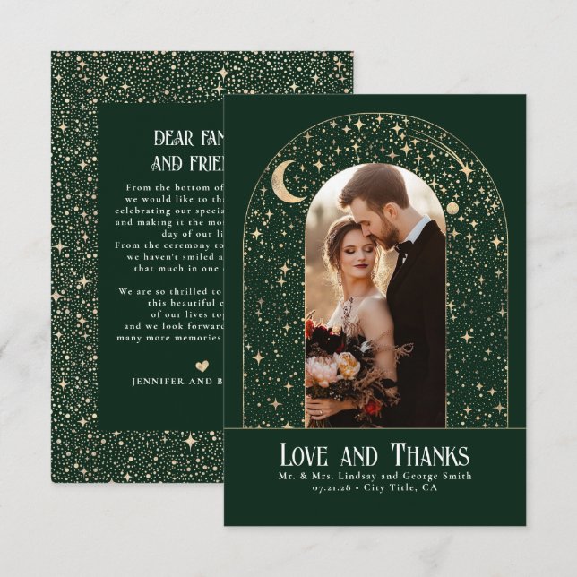 Celestial & Mystical Starry Night Thank You Photo Card (Front/Back)