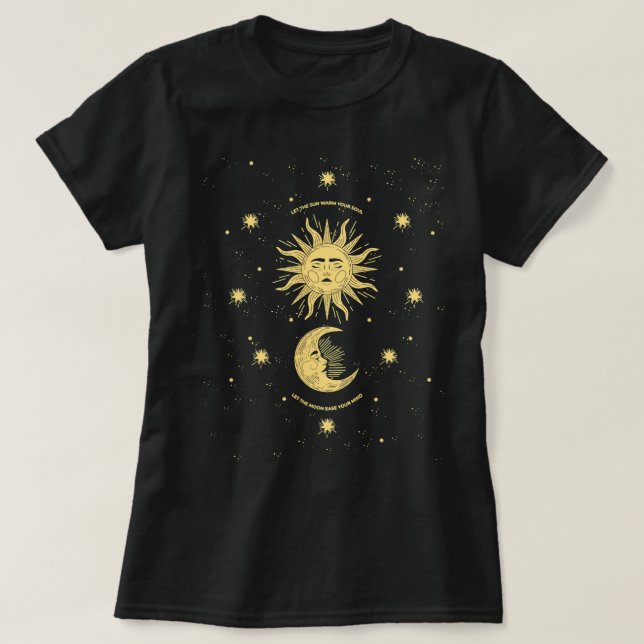 Celestial Mystical Sun Moon Gothic Boho Bohemian A T-Shirt (Design Front)