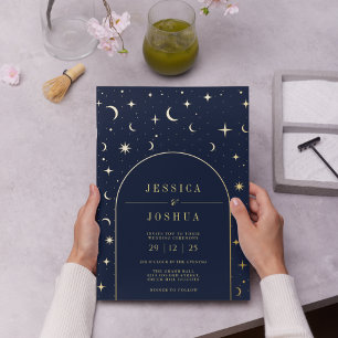 Celestial Navy Arch Frame Star Moon Golden