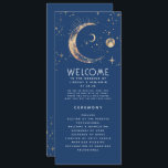 Celestial Navy Blue and Gold Wedding Programs Programme<br><div class="desc">Celestial navy blue wedding programs with the ceremony and wedding party information for guests</div>