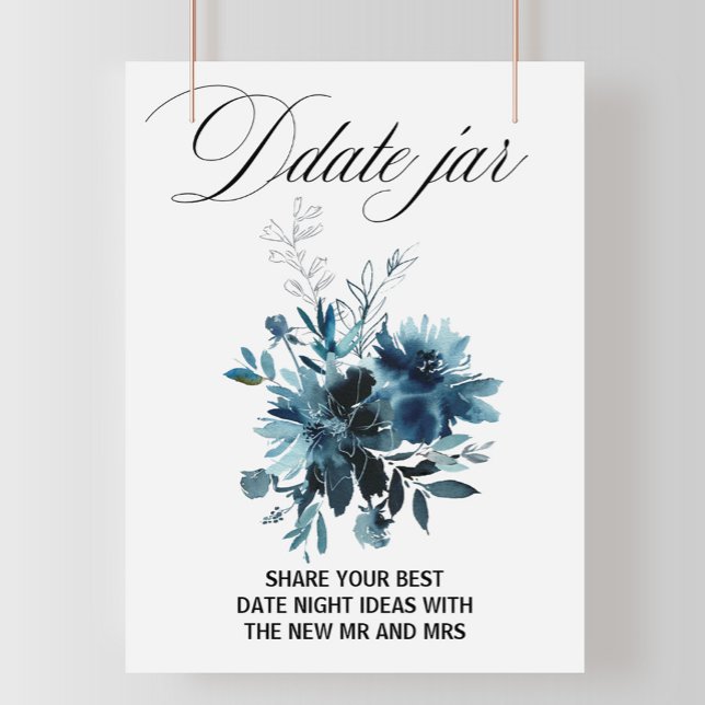 Celestial Navy Blue Floral Date Jar Sign (Creator Uploaded)