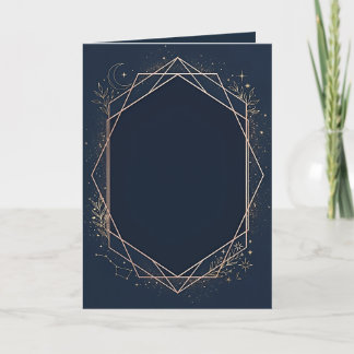 Celestial Navy Blue & Gold Blank Invitation
