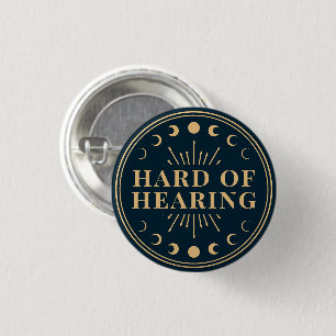 Celestial Navy Blue Moon Hard of Hearing 3 Cm Round Badge