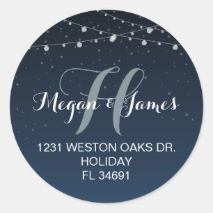 Celestial Navy Blue Starry Night Address Label
