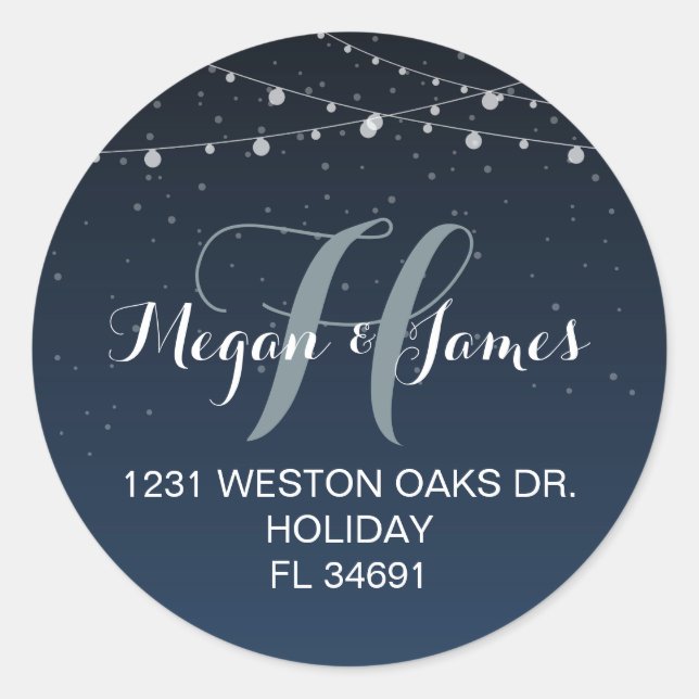 Celestial Navy Blue Starry Night Address Label (Front)