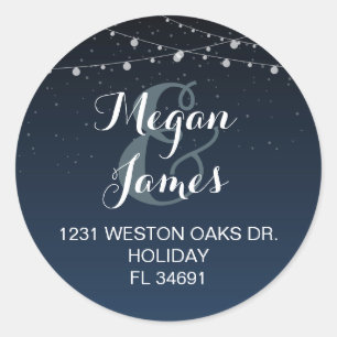 Celestial Navy Blue Starry Night Address Label
