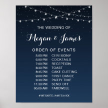 Celestial Navy Blue Starry Night Wedding Schedule
