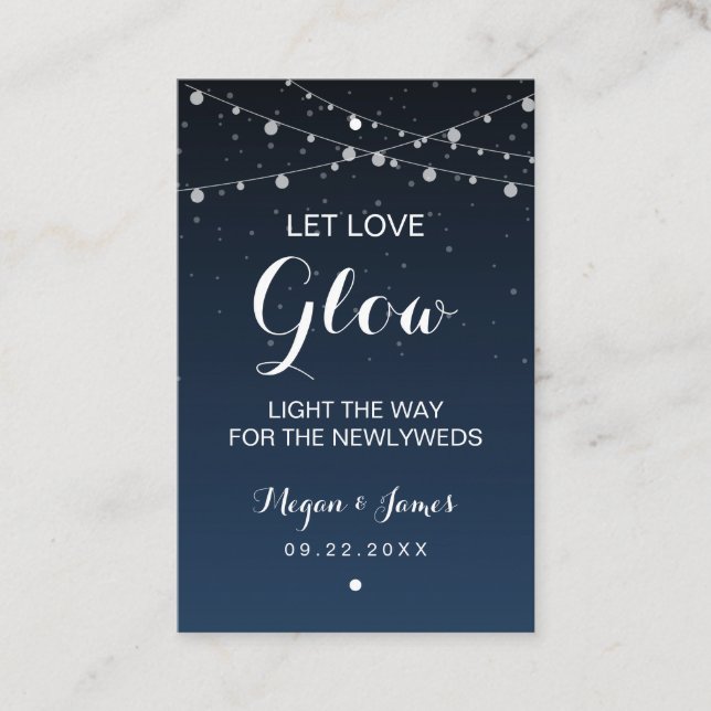 Celestial Navy Blue Stars Wedding Glow Stick Tag (Front)