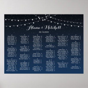 Celestial Navy Blue Stars Wedding Seating Chart