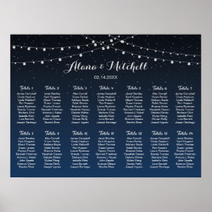 Celestial Navy Blue Stars Wedding Seating Chart