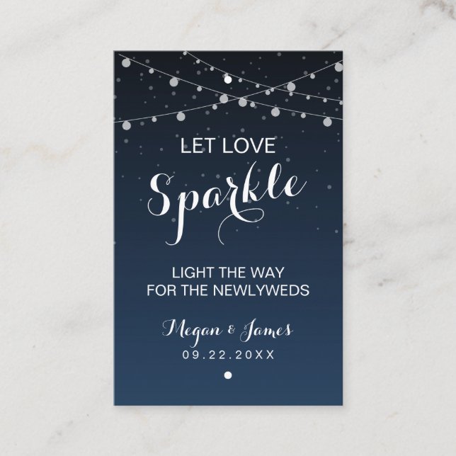 Celestial Navy Blue Stars Wedding Sparkler Tag (Front)