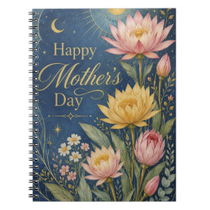 Celestial Navy Gold Lotus Botanical Notebook