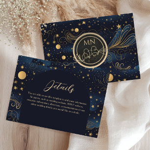 Celestial Navy Gold Wedding Details Enclosure Card