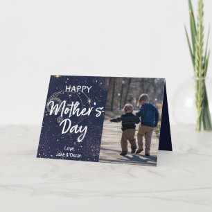Celestial Navy Starry Nigh Mother's Day Photo Card