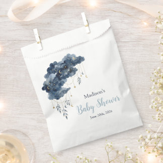 Celestial Navy Watercolor Cloud Baby Shower Favour Bags