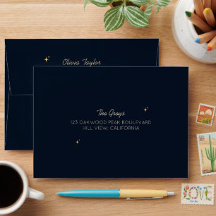 Celestial Navy Wedding Envelope