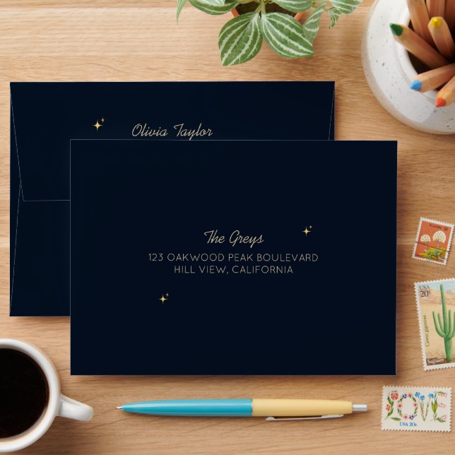 Celestial Navy Wedding  Envelope (Desk)