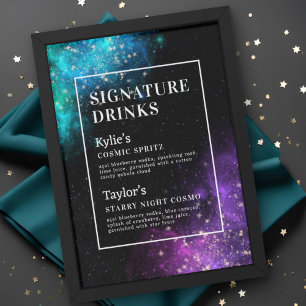 Celestial Nebula Starry Signature Drinks Wedding Poster