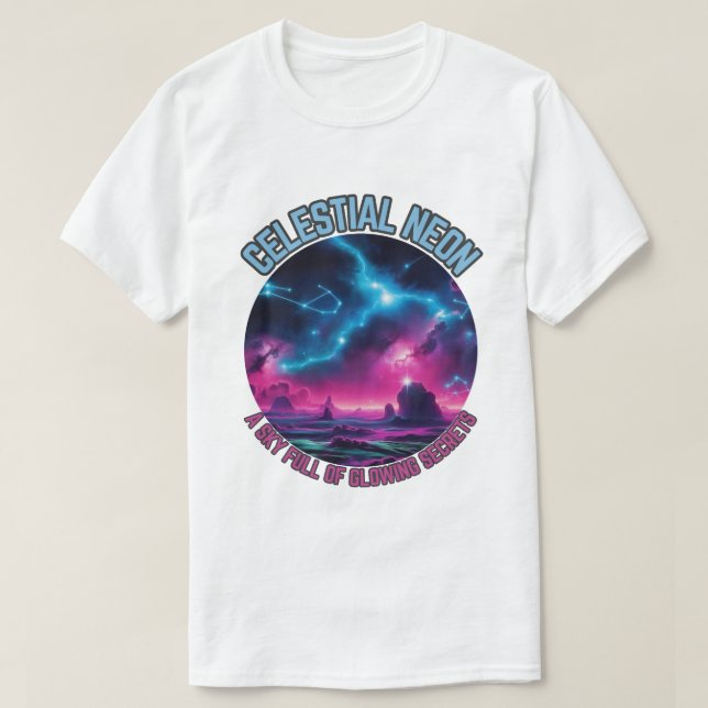 Celestial Neon - A sky full of glowing secrets T-Shirt (Design Front)