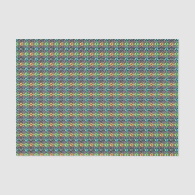 Celestial Neon Mandala Retro-Modern Ribbon Tissue Paper (Front)