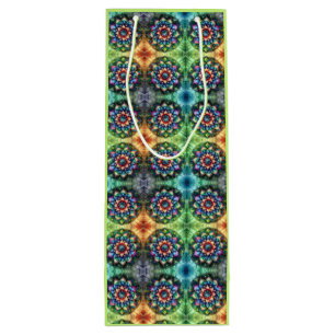 Celestial Neon Mandala Retro-Modern Wine Gift Bag