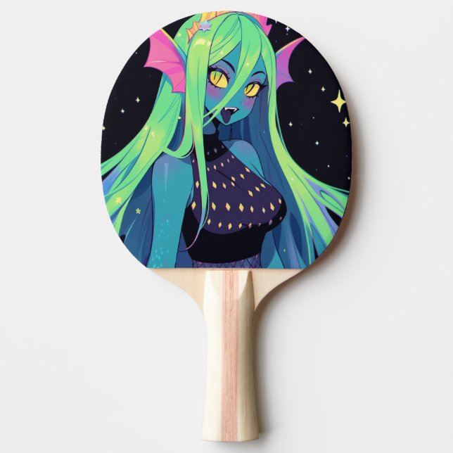 Celestial Neon Mermaid — Kawaii Cosmic Siren Vibes Ping Pong Paddle (Front)