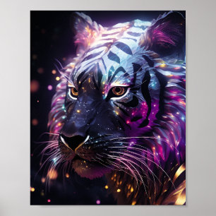 Celestial Neon Tiger – Futuristic Glowing Big Cat Poster
