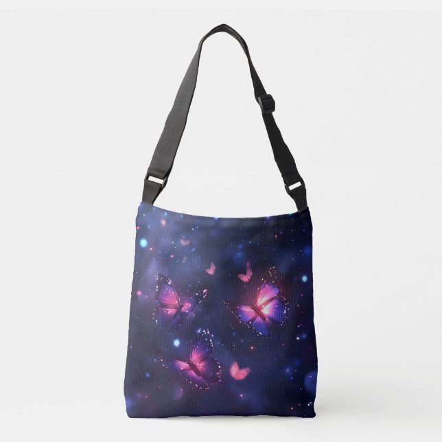 Celestial Night Butterfly Garden Crossbody Bag (Front)