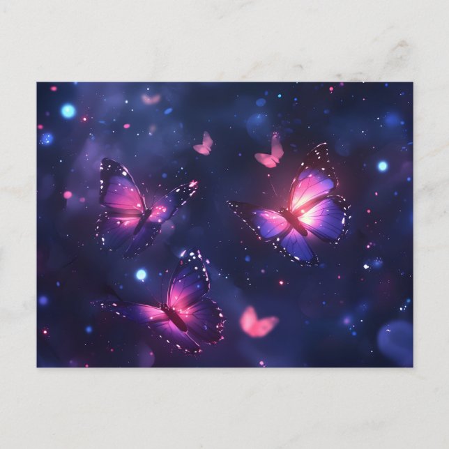 Celestial Night Butterfly Garden Holiday Postcard (Front)
