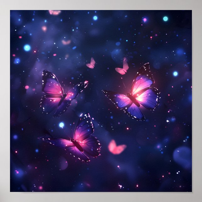 Celestial Night Butterfly Garden Poster (Front)