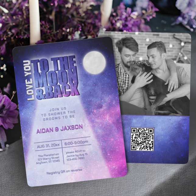 Celestial Night Love You To Moon Wedding Shower Invitation (Creator Uploaded)