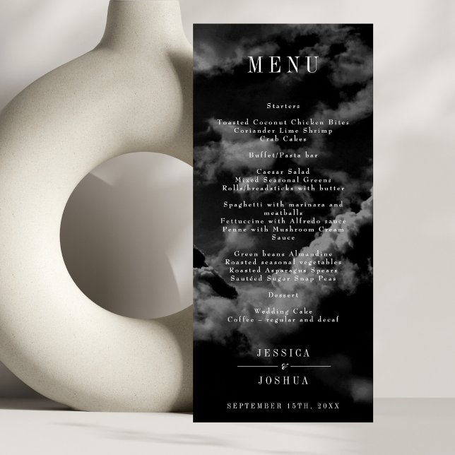Celestial Night Sky Black Wedding Dinner Menu (Creator Uploaded)