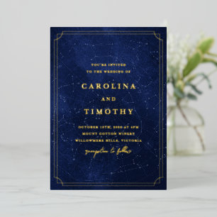 Celestial Night Sky Foil Wedding Invitation
