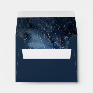 Celestial Night Sky Gold Self Addressed RSVP Envelope
