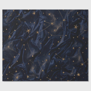 Celestial Night Sky Gold Stars Astrology Gift Wrap