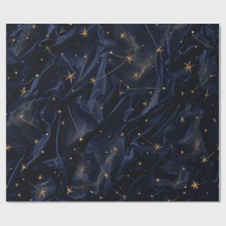 Celestial Night Sky Gold Stars Astrology Gift Wrap