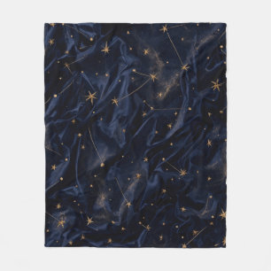 Celestial Night Sky Gold Stars Whimsigoth Throw Bl Fleece Blanket