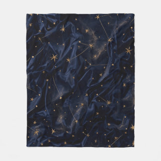 Celestial Night Sky Gold Stars Whimsigoth Throw Bl Fleece Blanket