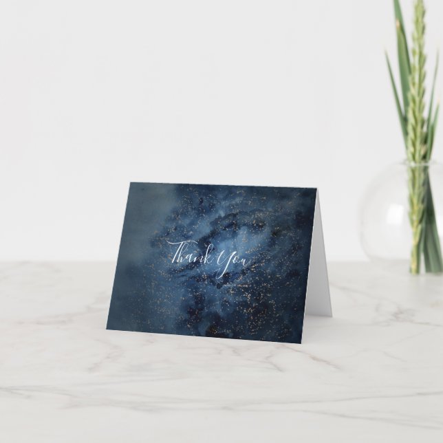 Celestial Night Sky | Gold Thank You Card (Front)