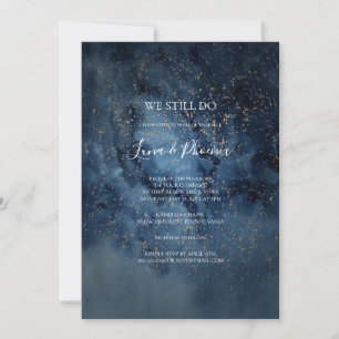Celestial Night Sky   Gold We Still Do Vow Renewal Invitation