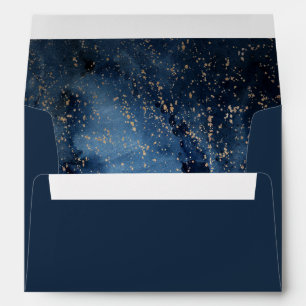 Celestial Night Sky Gold Wedding Invitation Envelope