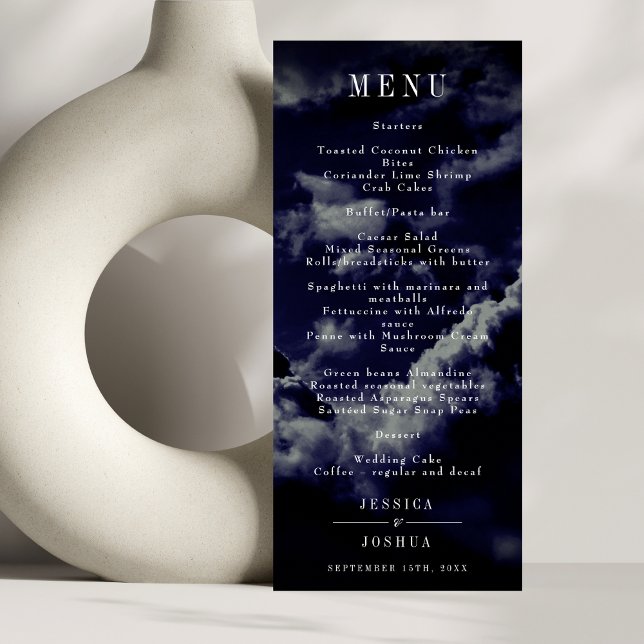 Celestial Night Sky Navy Blue Wedding Dinner Menu (Creator Uploaded)