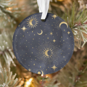 Celestial night sky pattern ornament