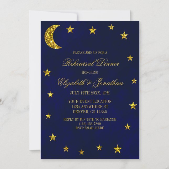 Celestial Night Sky Rehearsal Dinner Invitation (Front)