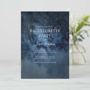 Celestial Night Sky   Silver Bachelorette Party Invitation